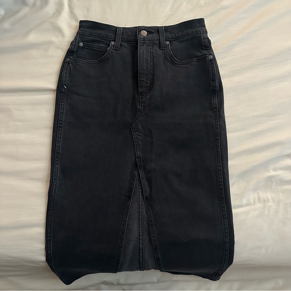 Black Denim Midi Skirt